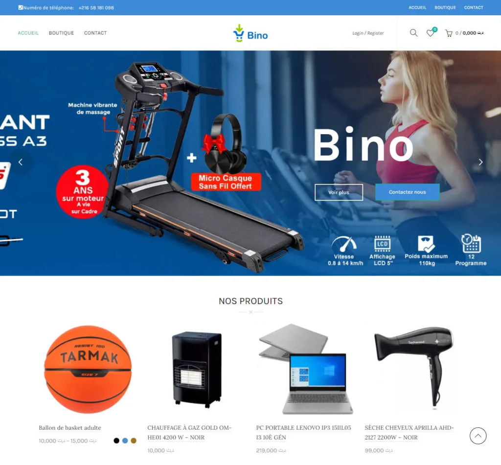 Website preview: Bino