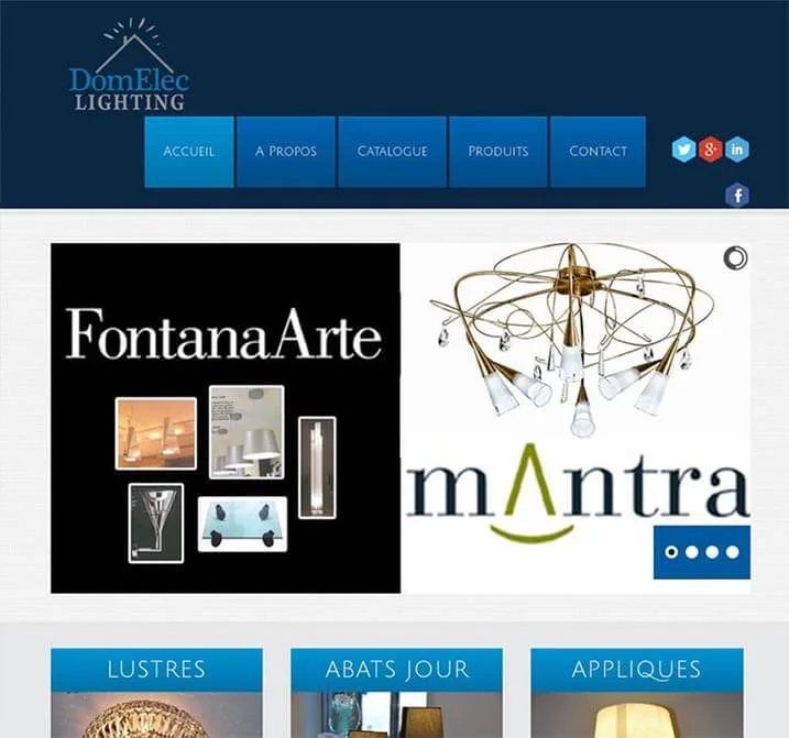 Website preview: Domelec Lighting